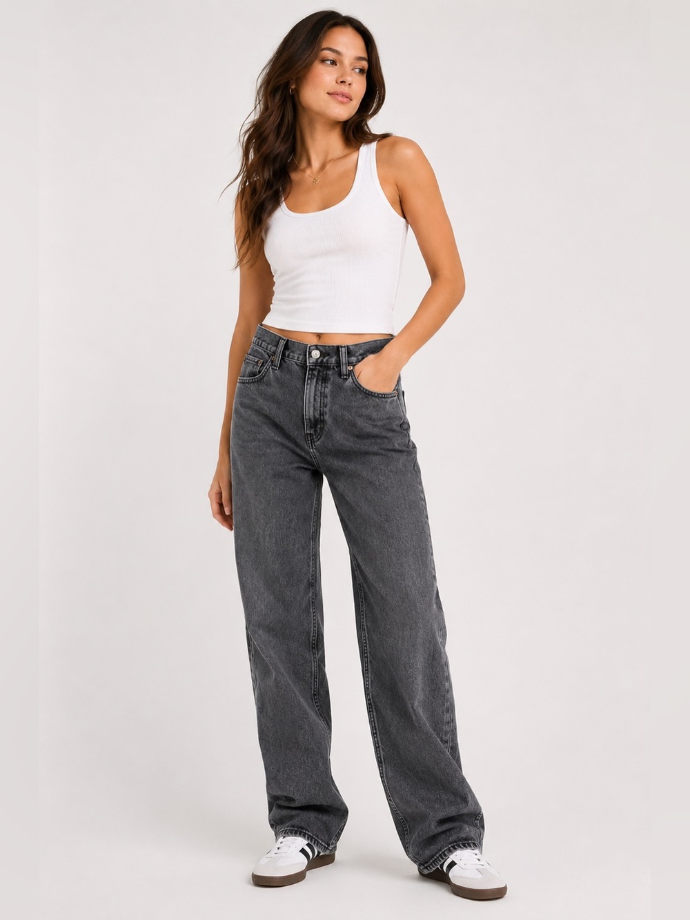 Gap Loose High Rise Jeans Womens 25 0 Black Gray Wash Relaxed Straight Leg
